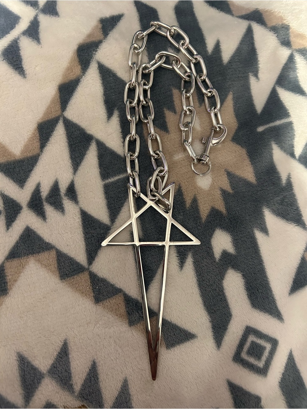 Brand new Steel Silver Geometric Star Chain goth aesthetic statement necklace